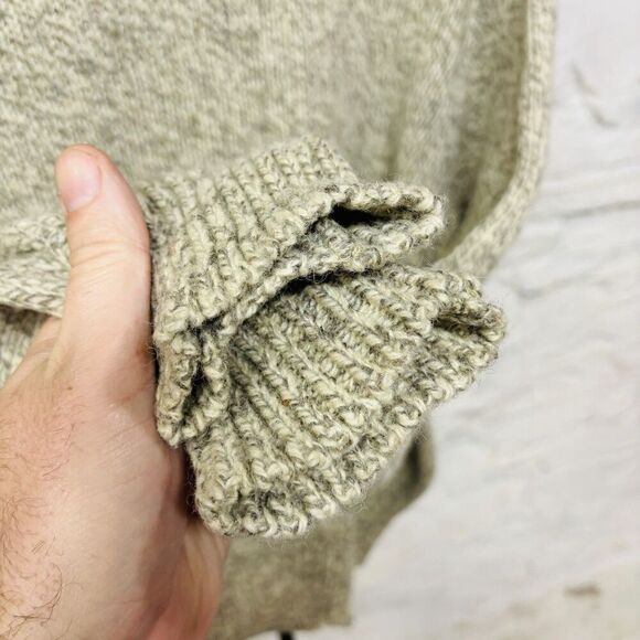 Vintage 70s 80s SEARS Fieldmaster Wool Crewneck Sweater Fisherman Oatmeal Gray - Picture 4 of 6